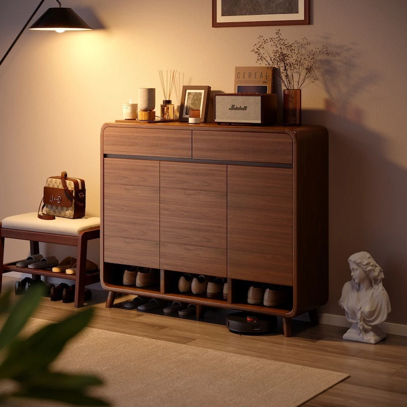 鞋柜家用门口室内收纳柜一体靠墙入户玄关柜新款爆款实木鞋架