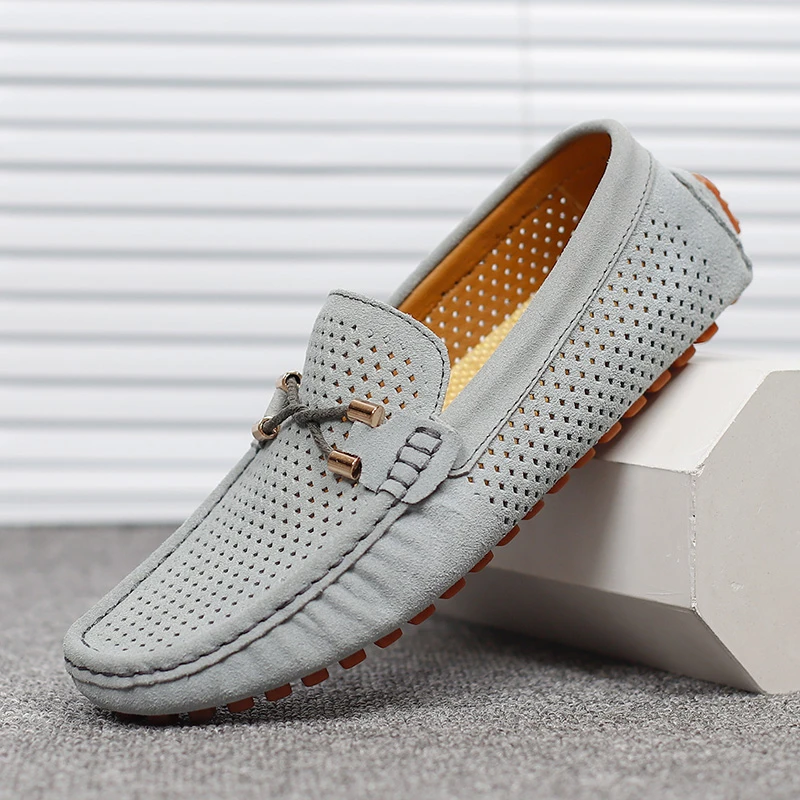 夏季豆豆鞋韩版豆豆鞋大码男士百搭透气软底驾车鞋真皮豆豆鞋