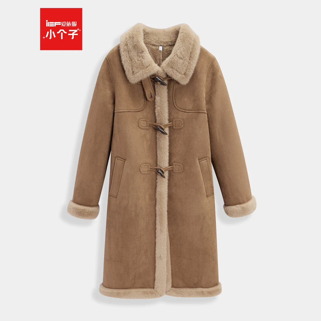 IEF/爱依服2025冬季新款时尚复古巴恩风【小个子】磨砂皮长外套