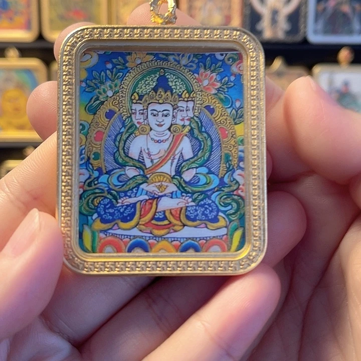 吊坠双面描金 壳子链子可选