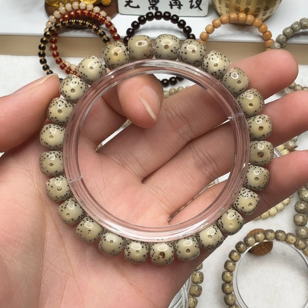 星月菩提手串石玉料青花瓷大眼睛留白细星单圈