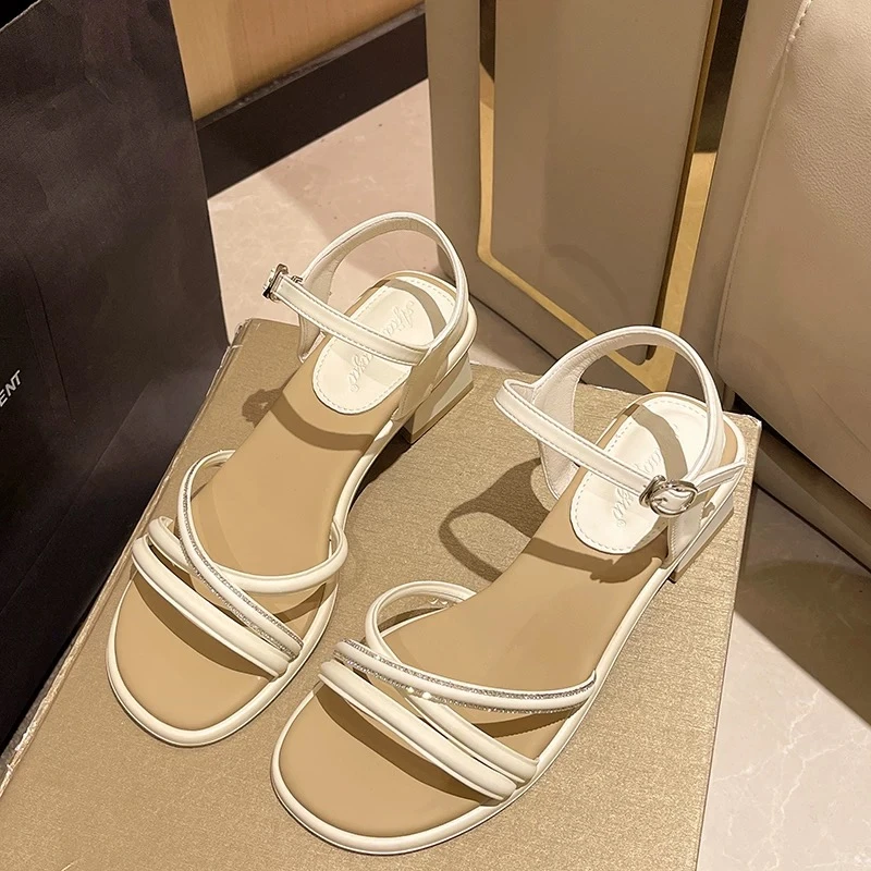 凉鞋时尚百搭夏季粗跟厚底仙女风一字带30552T