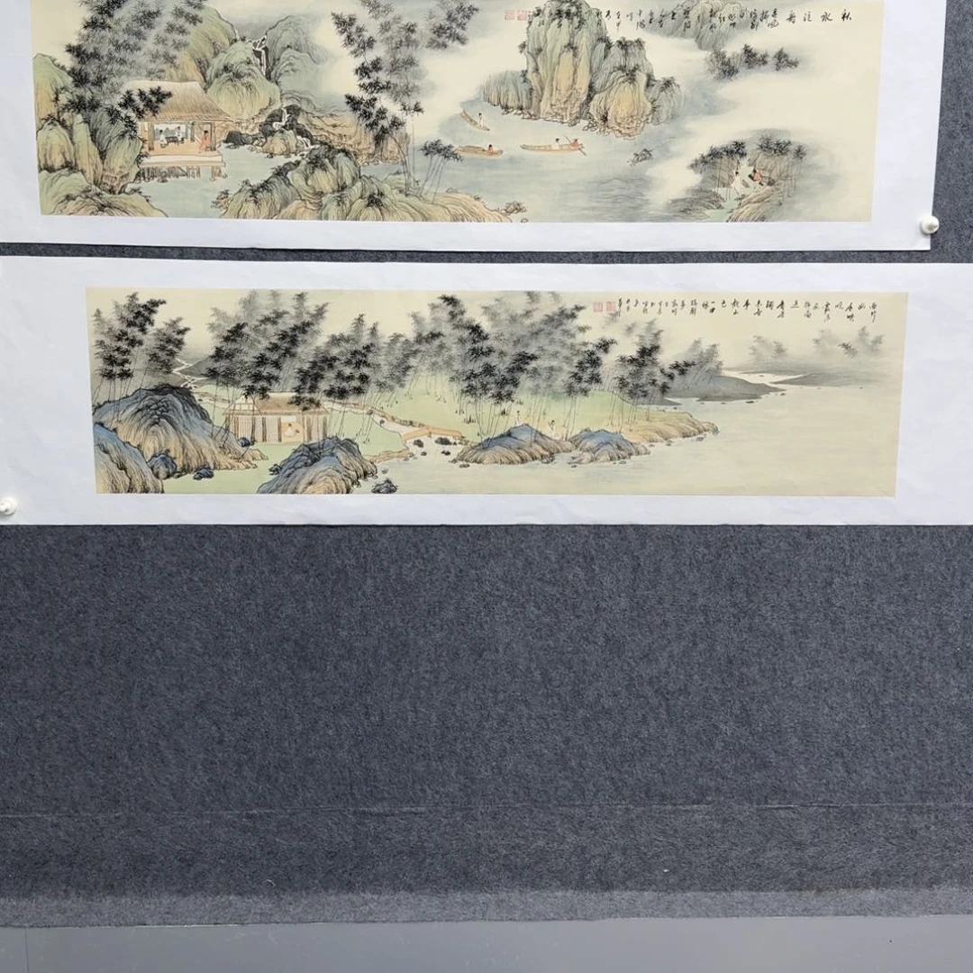 国画明锐四尺对开山水