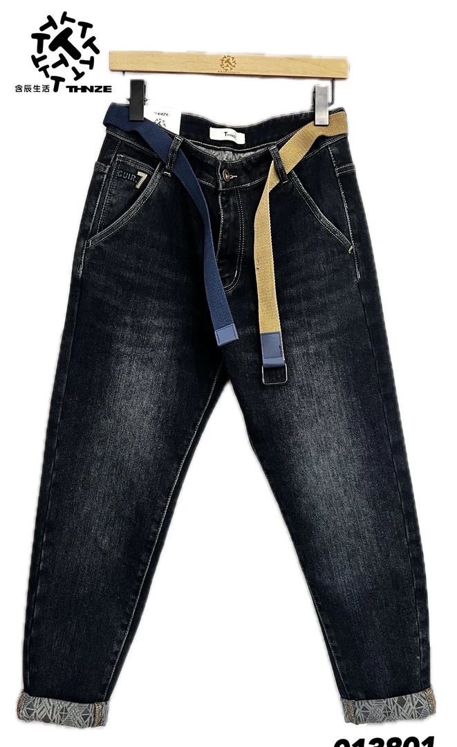含辰生活冬季牛仔裤宽松百搭抓绒暖仔裤013801