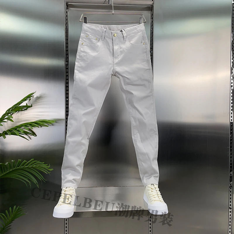 【高端】高奢欧货男士牛仔裤商务韩版潮流修身显瘦百搭小直筒休闲裤