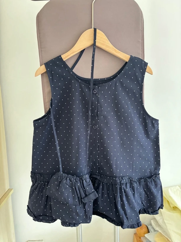 【孤品no退no换】夏季个性波点圆领无袖单排扣百搭时尚洋气女款背心