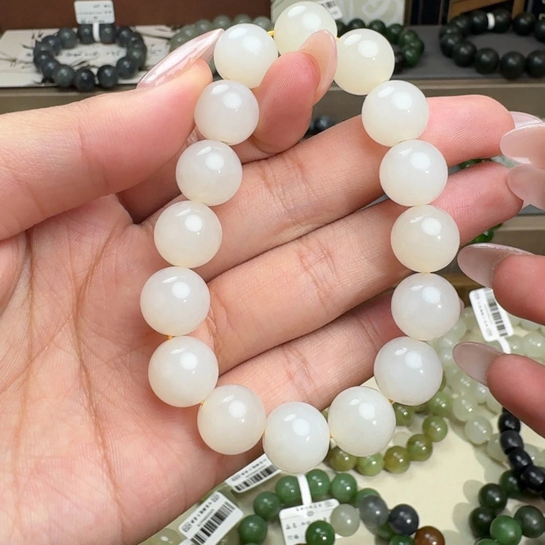 和田玉未镶嵌手链蜂蜜水卡12