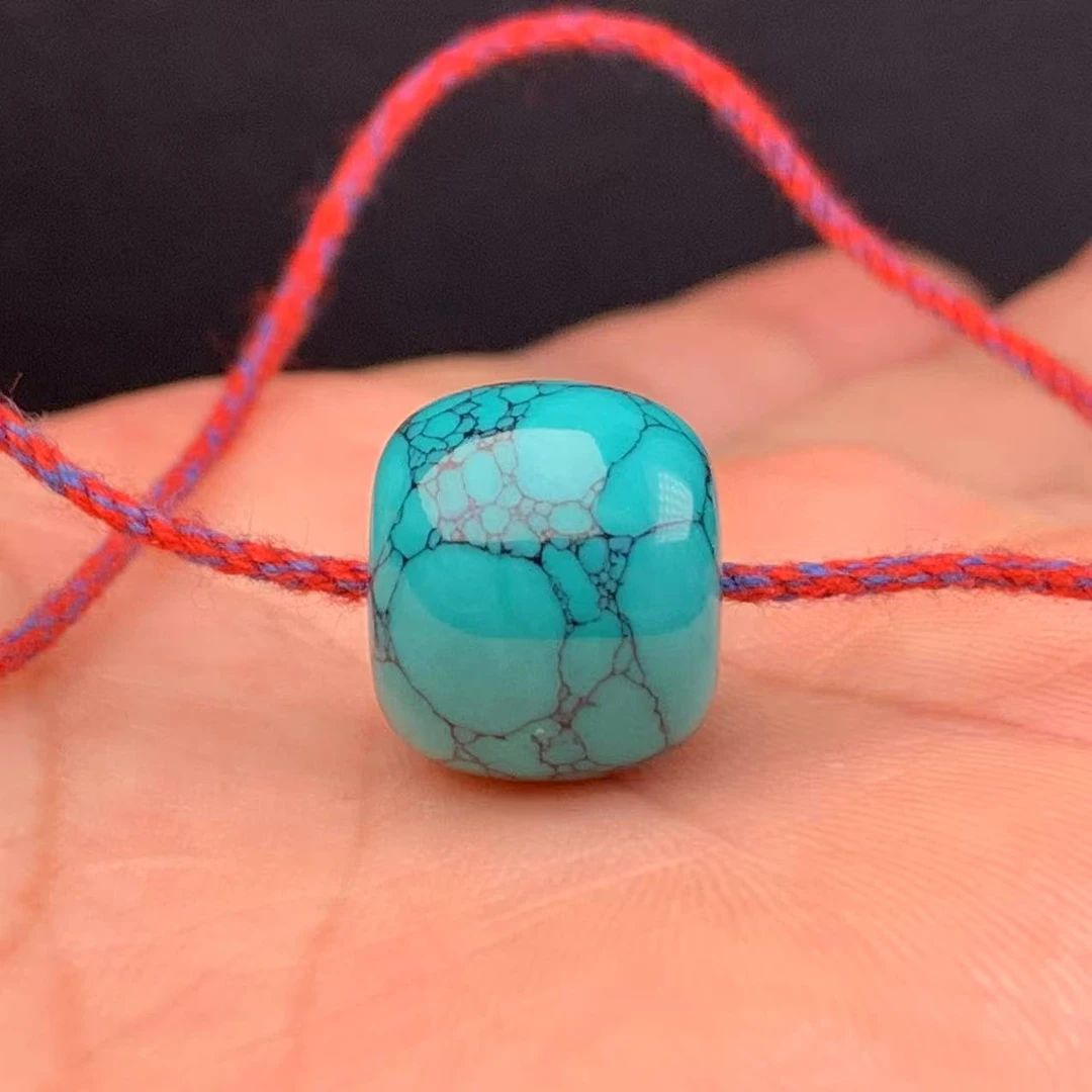 【湖北原矿松】纯原石打磨10~16mm时尚手工绿网纹珠饰品招财转运珠②