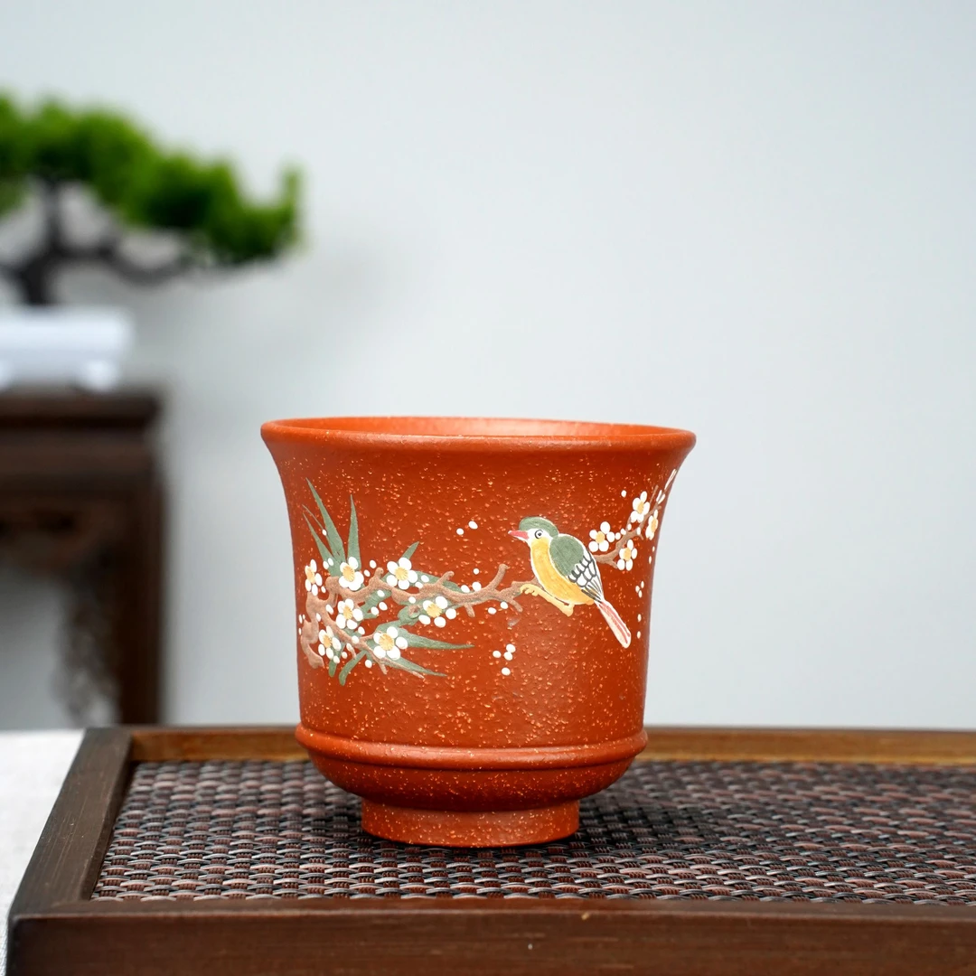 喜上眉梢/泥绘主人杯 150cc 降坡泥/宜兴紫砂