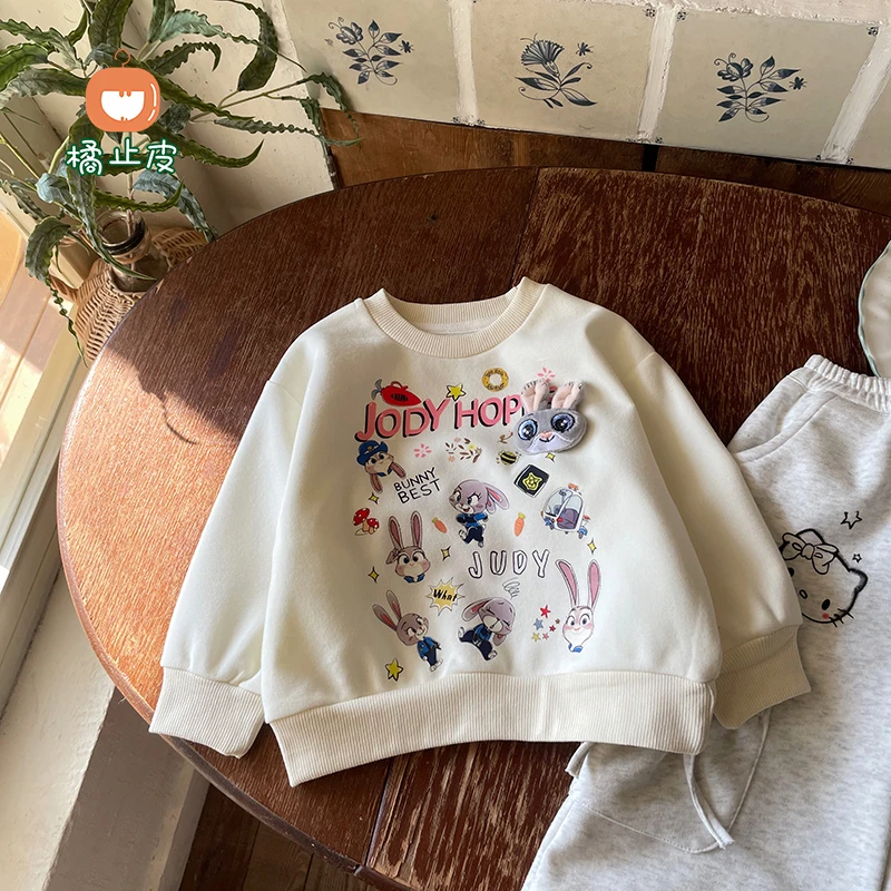 橘止皮【现货】CY259059女童卫衣2025春季新款儿童套头衫