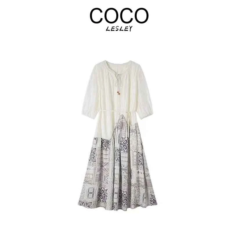 【COCO LESLEY】2025秋季新款设计感中长款波西米亚风连衣裙