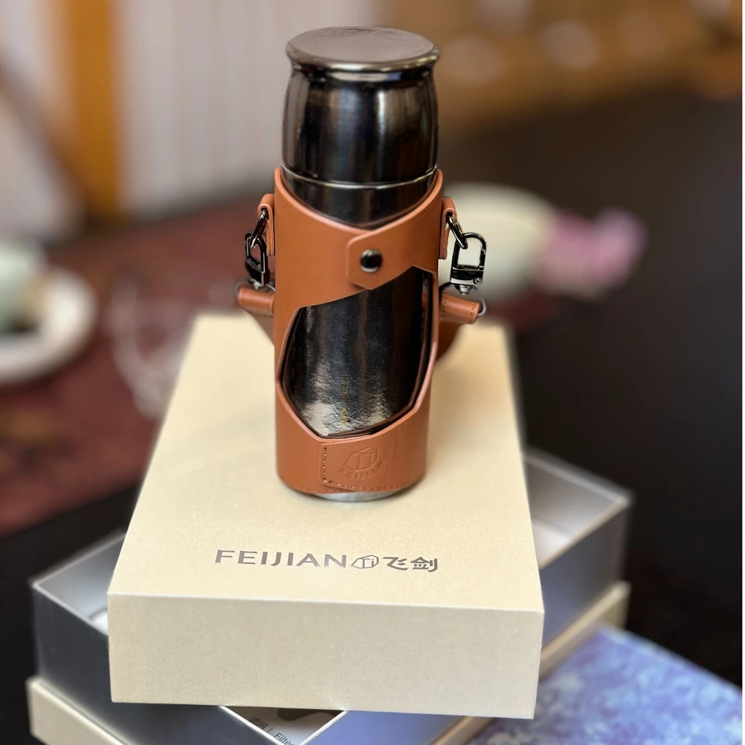FEIJIAN 双层纯钛闷茶杯高档保温纯手工便携水杯390ml