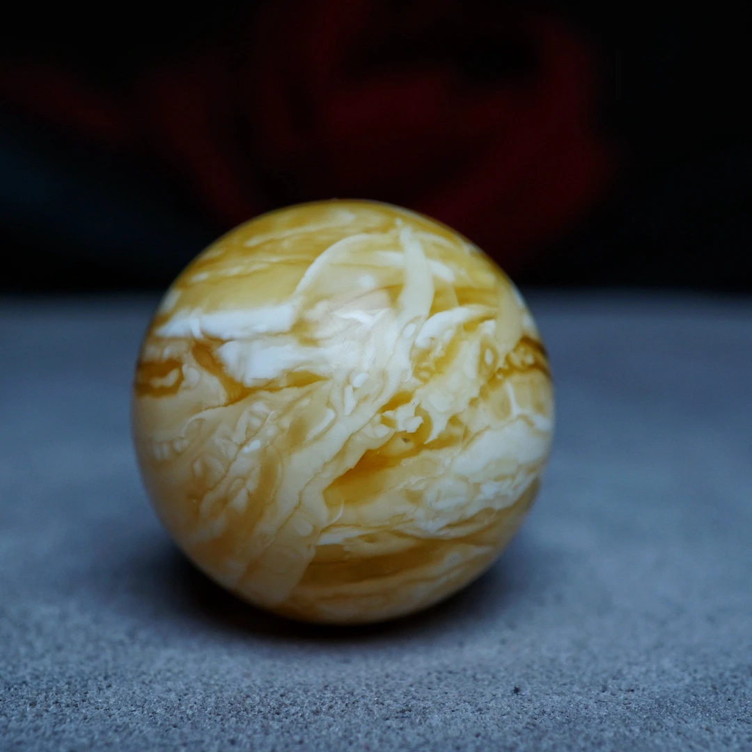 【段掌柜·28.5mm橘瓷白虎皮瑕疵款】天然蜜蜡圆珠（打孔不予退货）