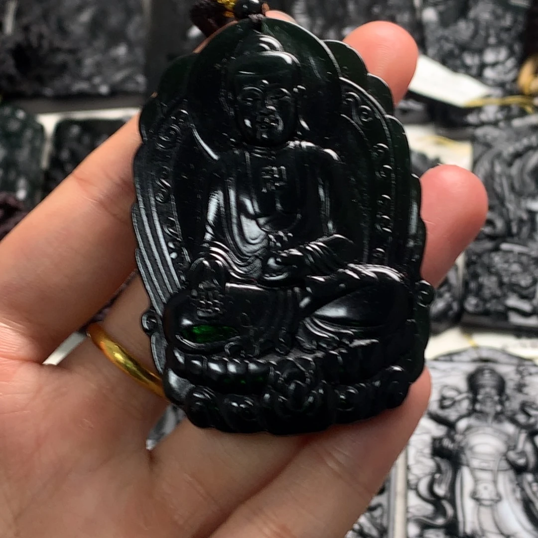 天然缅甸a货钢琴黑挂件