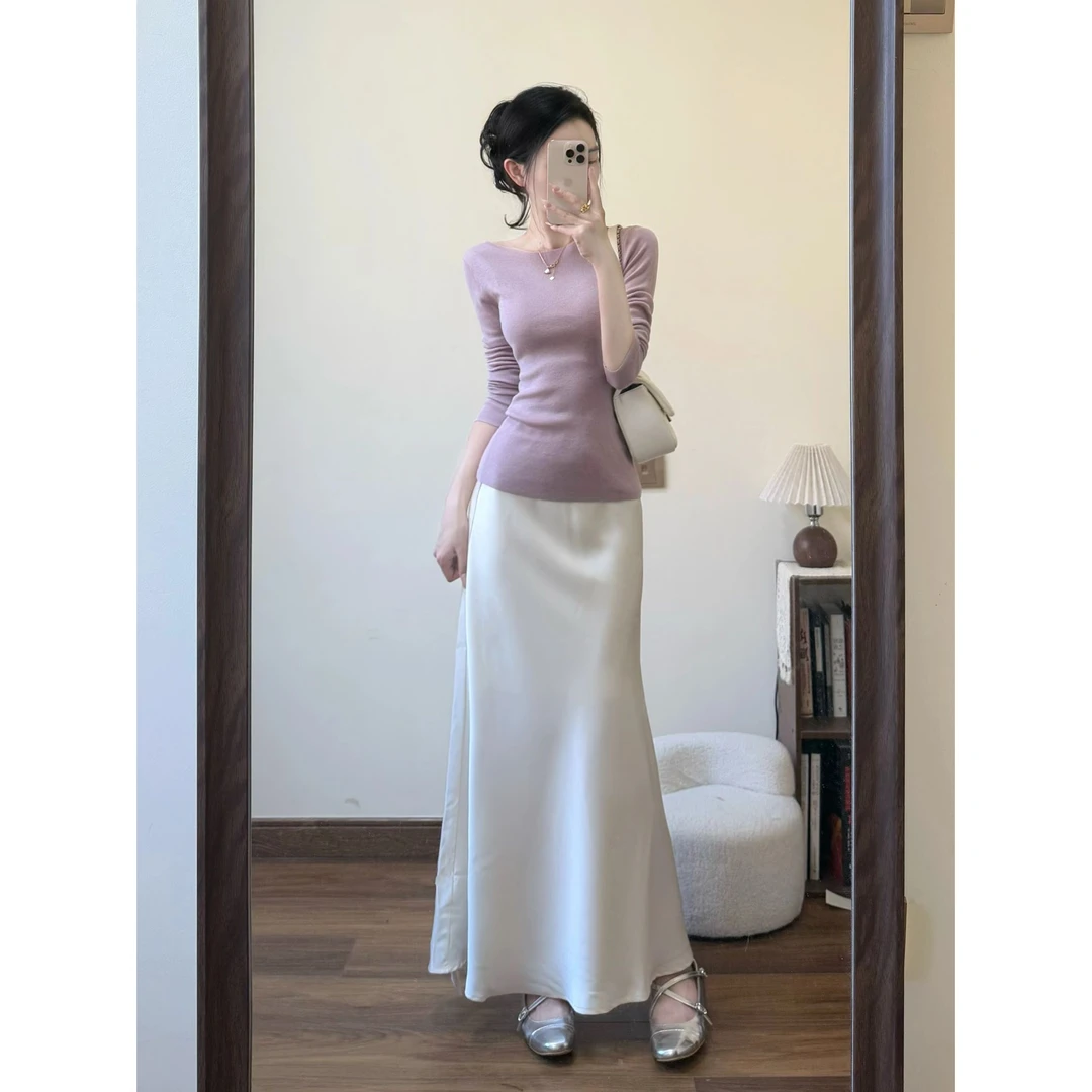 今年流行的女装2025春季高级感气质针织上衣包臀半身裙两件套套装