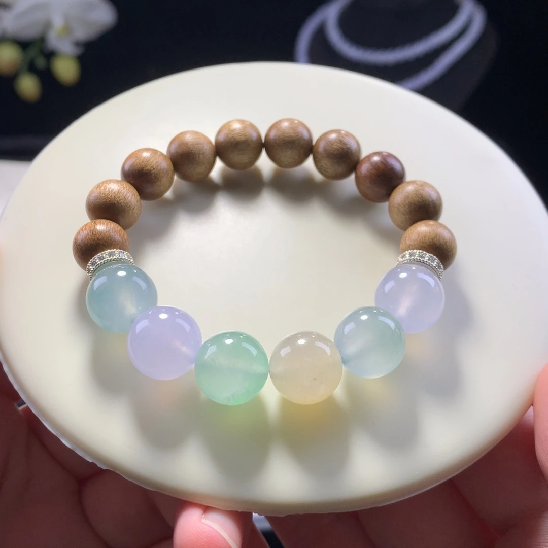 翡翠未镶嵌手链卡12冰马卡龙