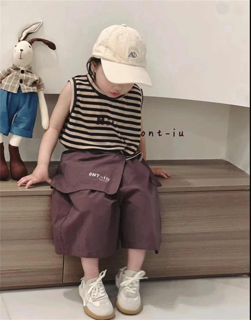 【现货】252-阿尤童装2025年夏季新款薄款飞花条纹背心-1739条纹