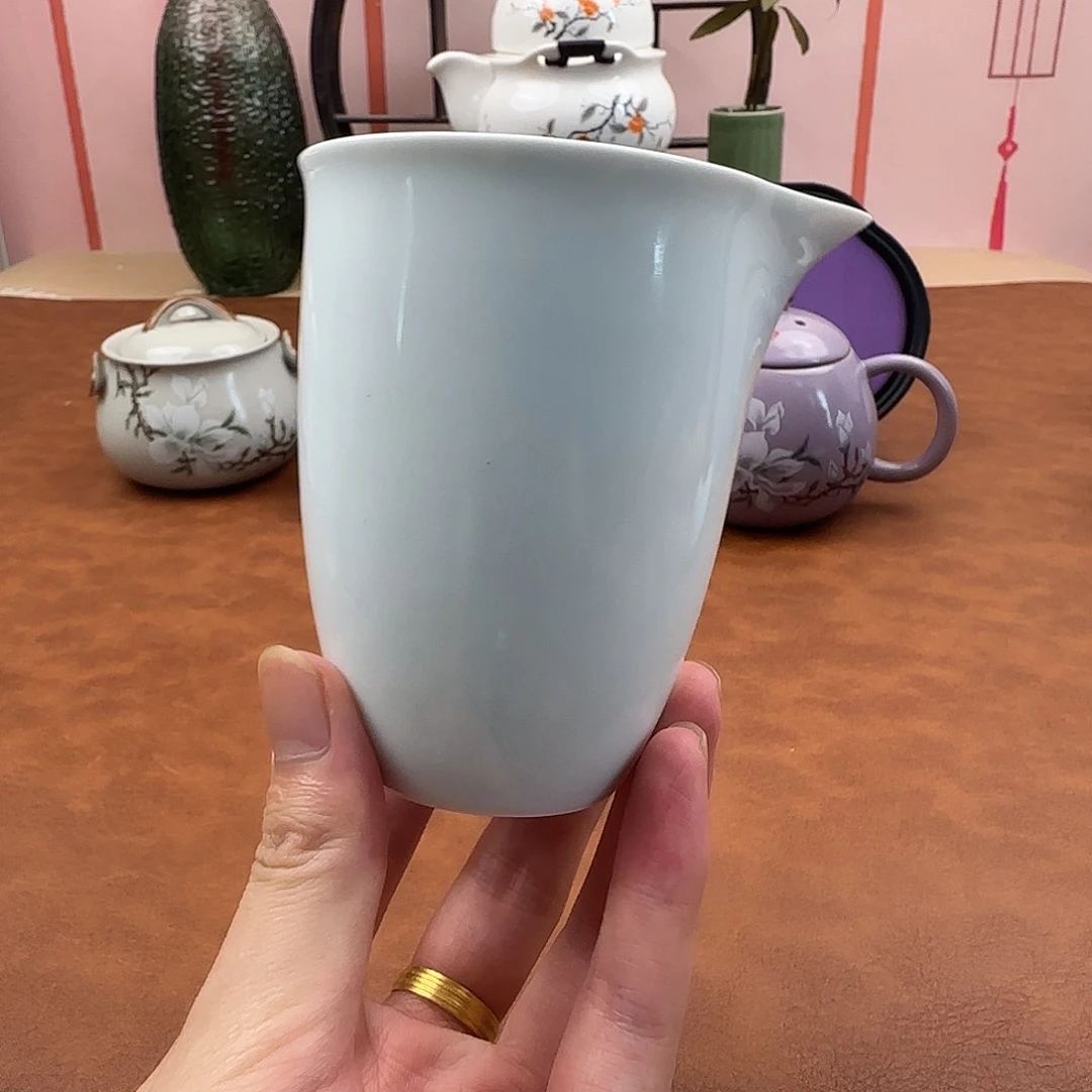 瓷片羊脂玉纯色公道杯