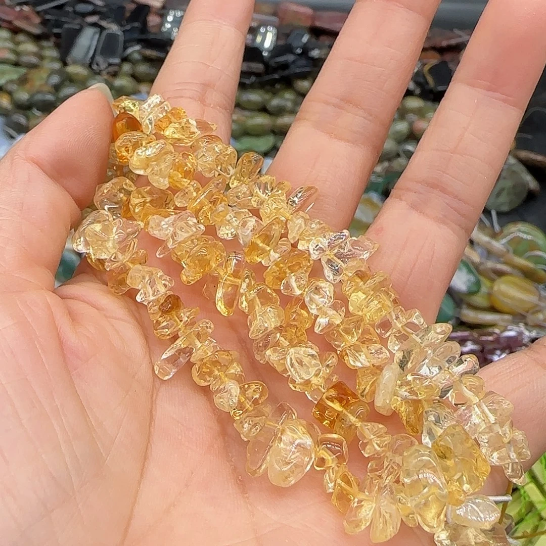 玛瑙/玉髓合金珠宝半成品黄水晶8-10mm一条