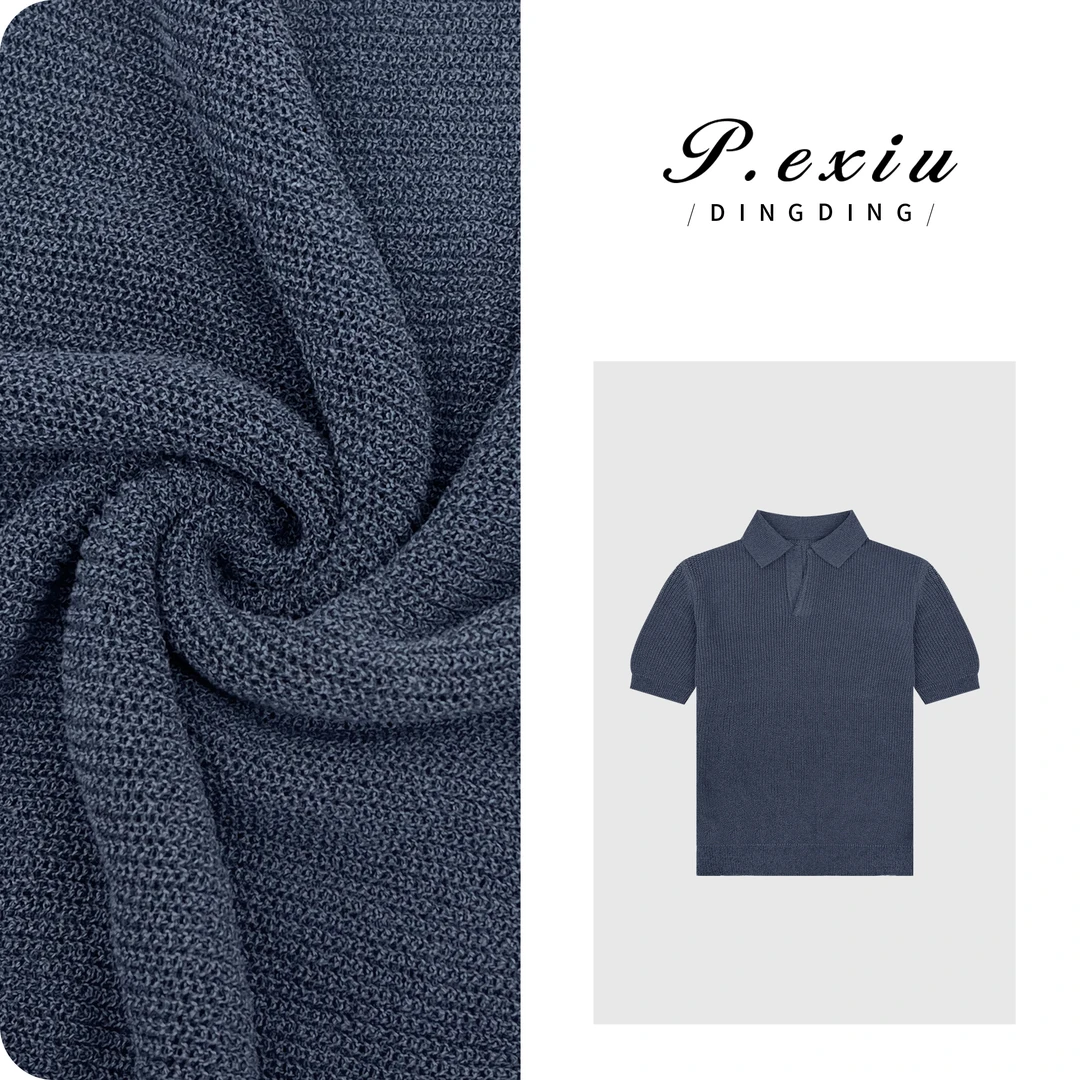 PanYiXiu/潘依绣和纸纱人丝干爽透气Polo领针织上衣 D407