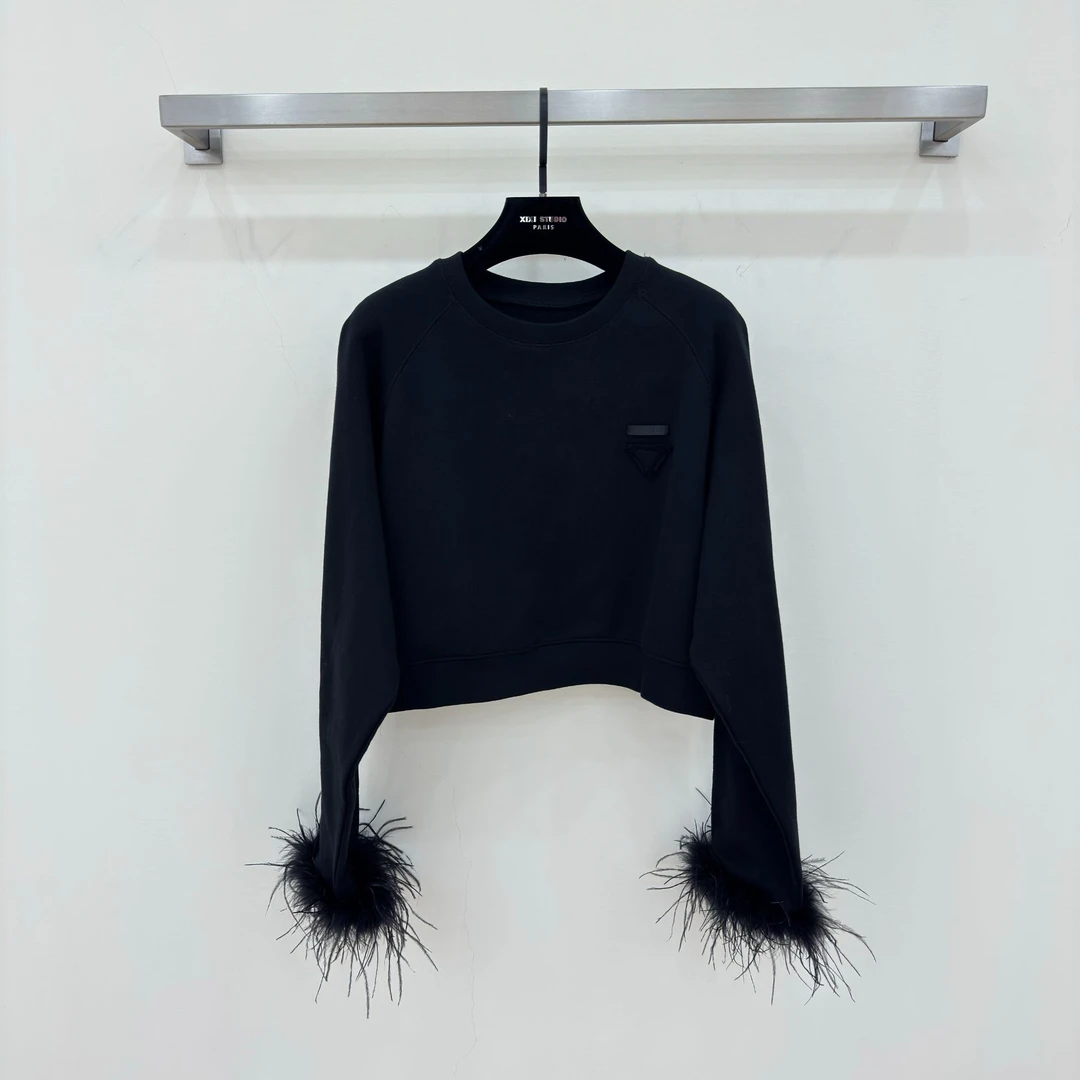 JIAYE CHAN新款时髦羽毛长袖加厚休闲百搭套头卫衣