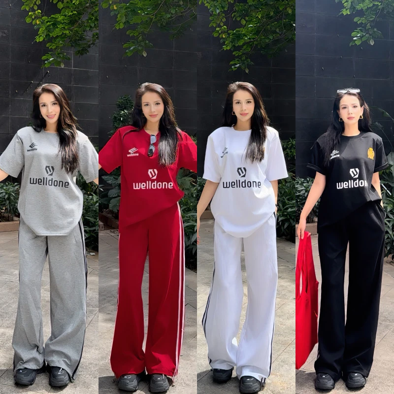 新疆包邮高腰长裤夏季休闲风薄款休闲套装 2615网红时尚