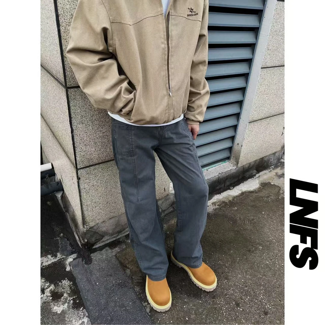 2025新款美式复古Cleanfit水洗工装裤男女宽松直筒百搭休闲裤