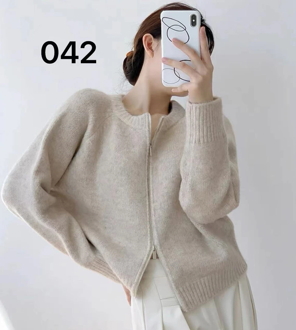 042长款百搭翻领POLO领针织纯色七分袖衬衫女士时尚外套夏季气质