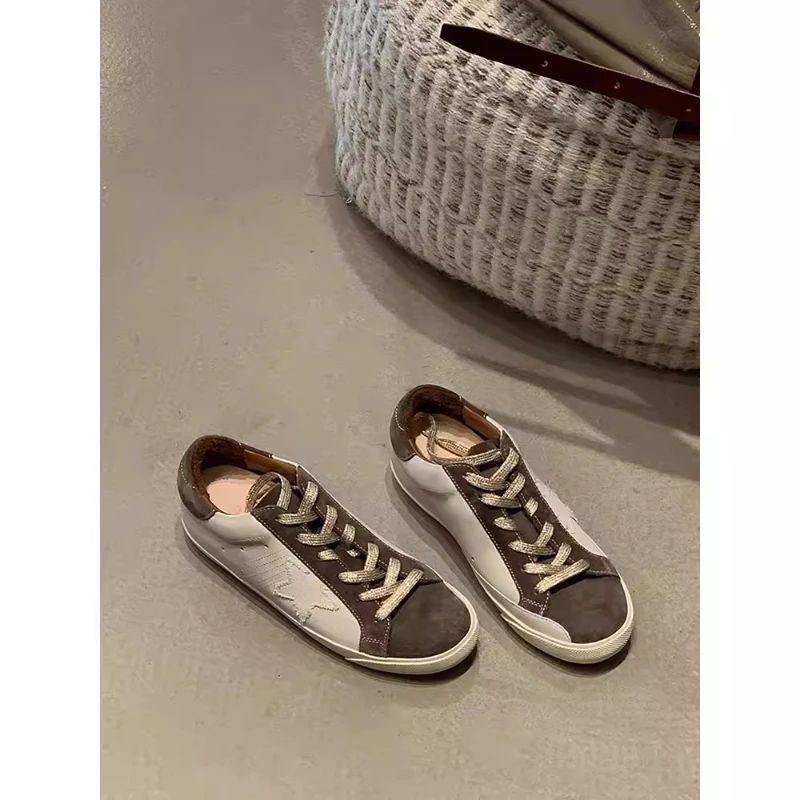 2025新款做旧星星小脏鞋女夏内增高真皮运动休鞋子女ins潮牌百搭