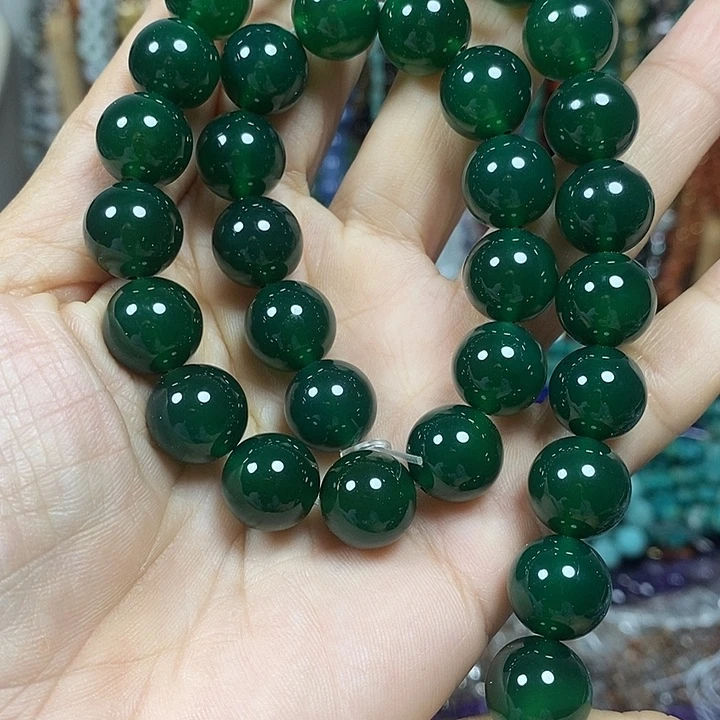 玛瑙/玉髓未镶嵌珠宝半成品A级绿玛瑙卡12mm