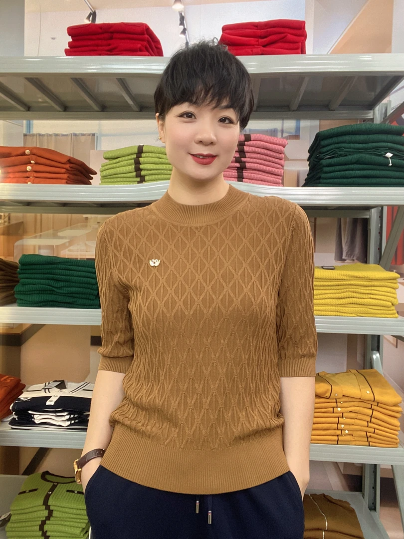 莱赛尔纤维100天丝时尚百搭显瘦针织衫5003