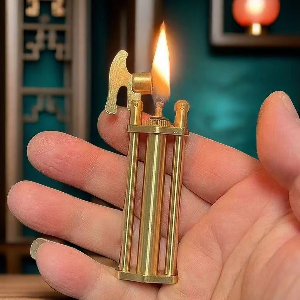 【店铺热卖】黄铜三管煤油打火机老式煤油金属怀旧个性打火机耐用