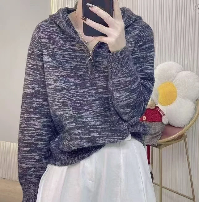 2024新款时尚显瘦连帽针织毛衣