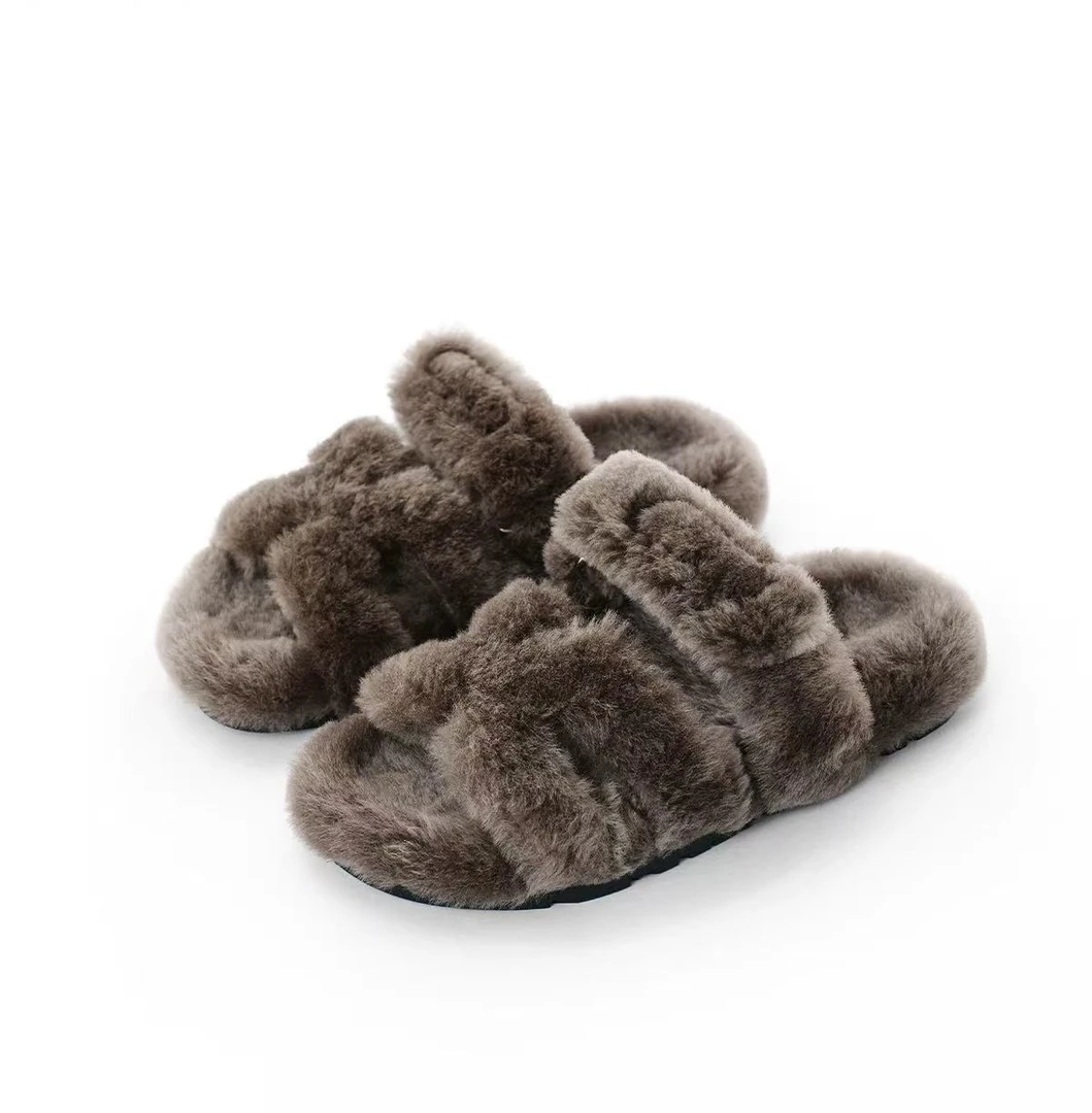 厚底休闲时尚羊毛毛拖98428