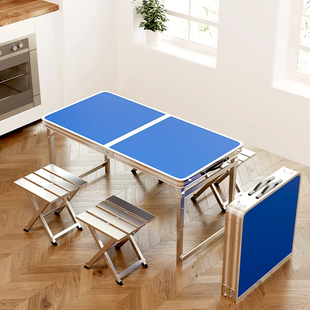 折叠桌户外夜市摆摊铝合金地推小桌子便携式升降工地开工吃饭桌椅