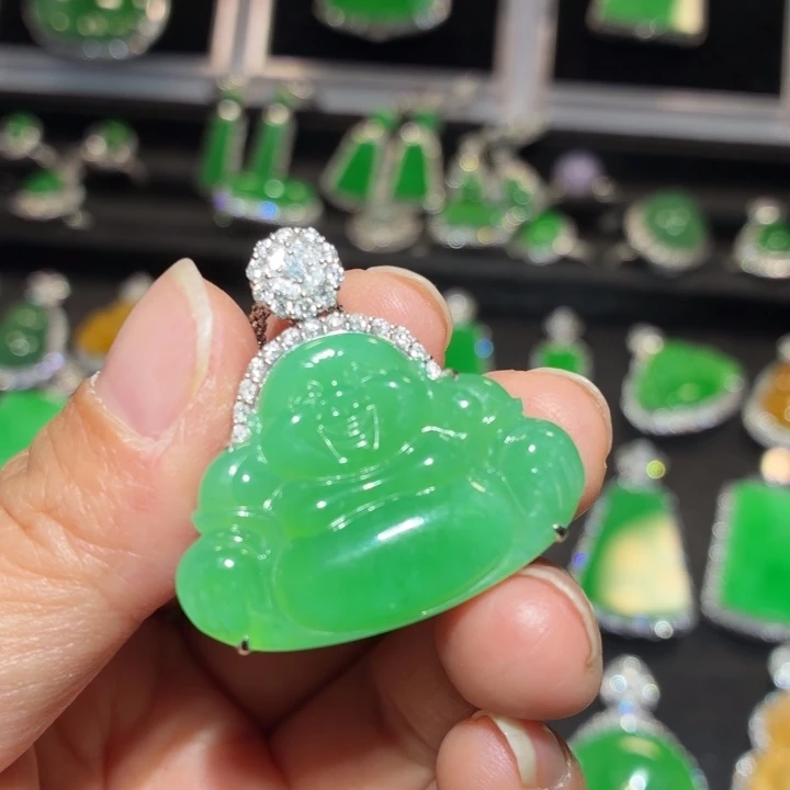 翡翠18K金镶嵌吊坠(不含链)翡翠