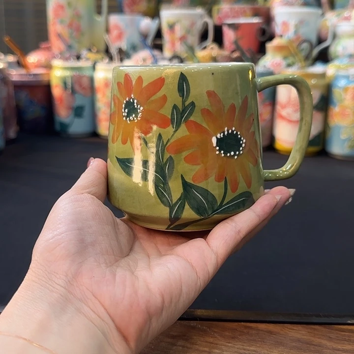 杯高温手绘釉下彩陶瓷