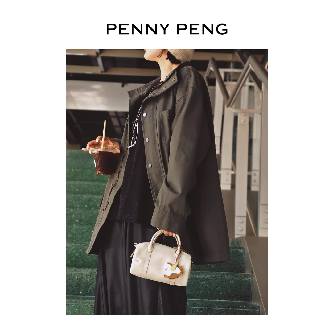 PENNYPENG 都市冒险家 复古重磅薄款工装外套酷飒风高级感短外套