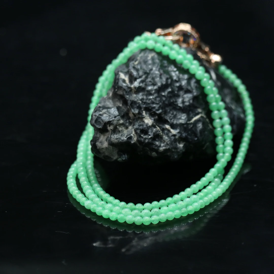 FC29天然缅甸翡翠A货绿珠链/901119/保利厦门拍卖