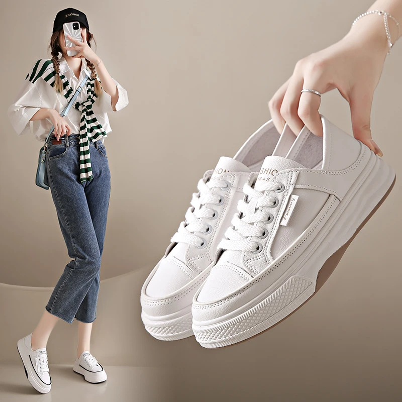 两穿休闲圆头小白鞋板鞋日常休闲板鞋运动学生单鞋夏季秋季23777