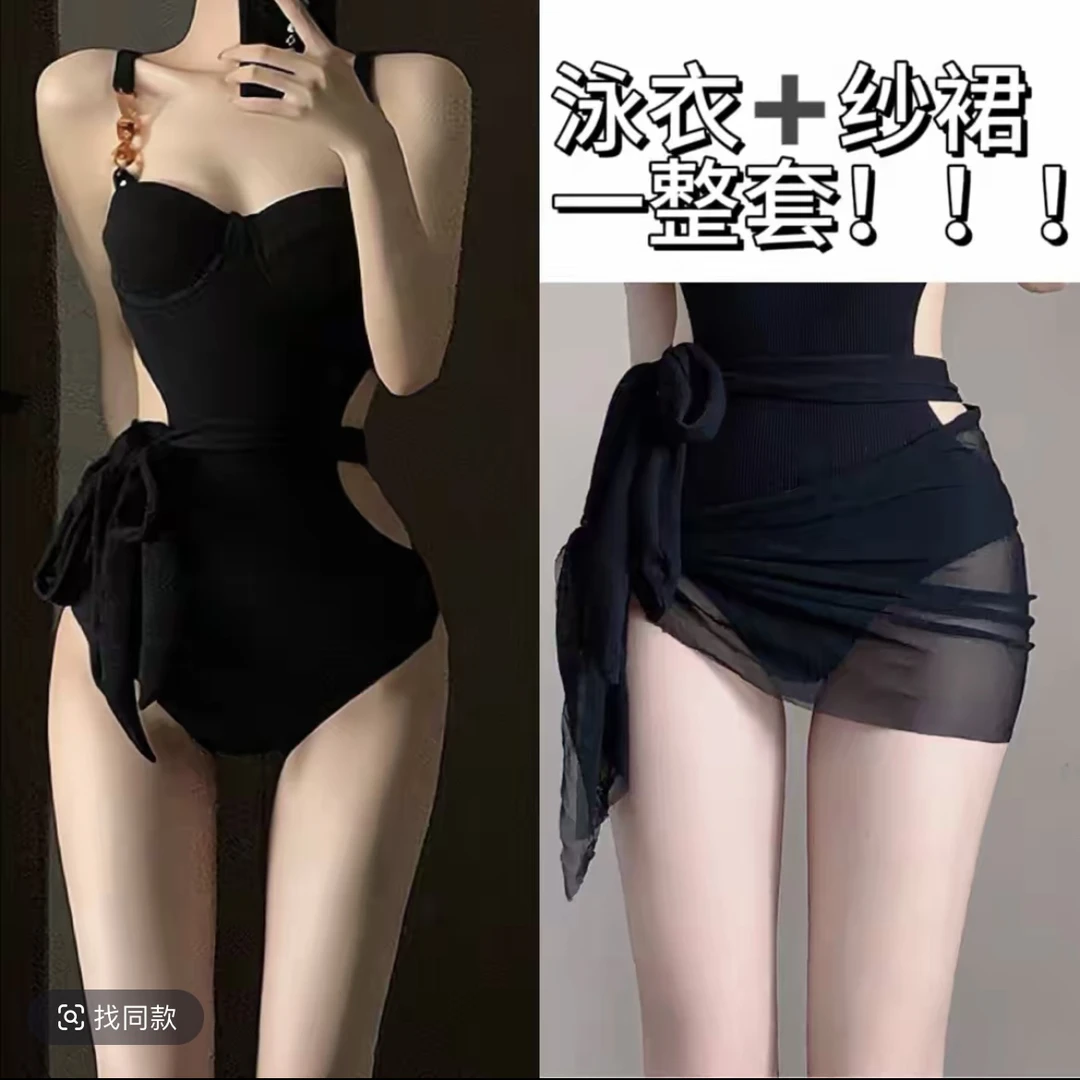 2025新款【屿雲】泳衣女高级连体小胸钢托聚拢遮肚网红纯欲显瘦游泳