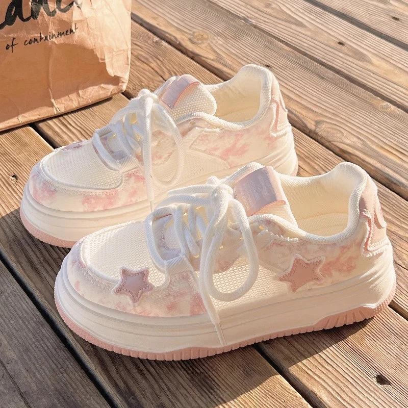星星小白鞋女2025春夏季新款透气板鞋ins温柔百搭休闲厚底休闲鞋