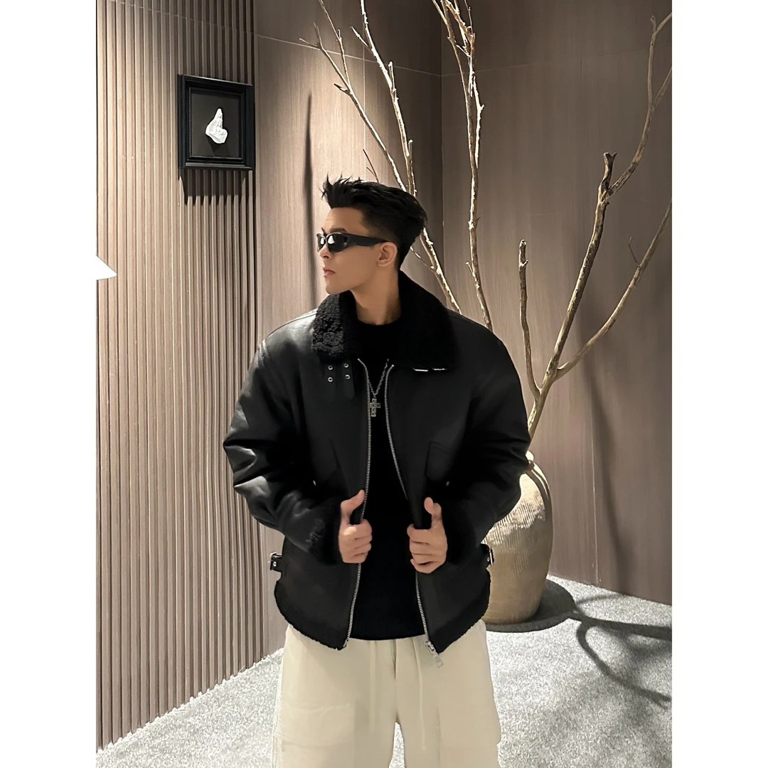 【Mark马克】冬季美式重磅Pu机车夹克皮毛一体加厚保暖男士外套602