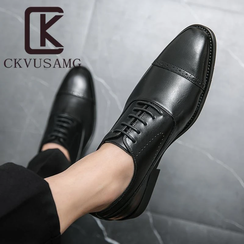 英国CKVUSAMG大码商务休闲牛津鞋男黑色正装男鞋时尚布洛克雕花皮