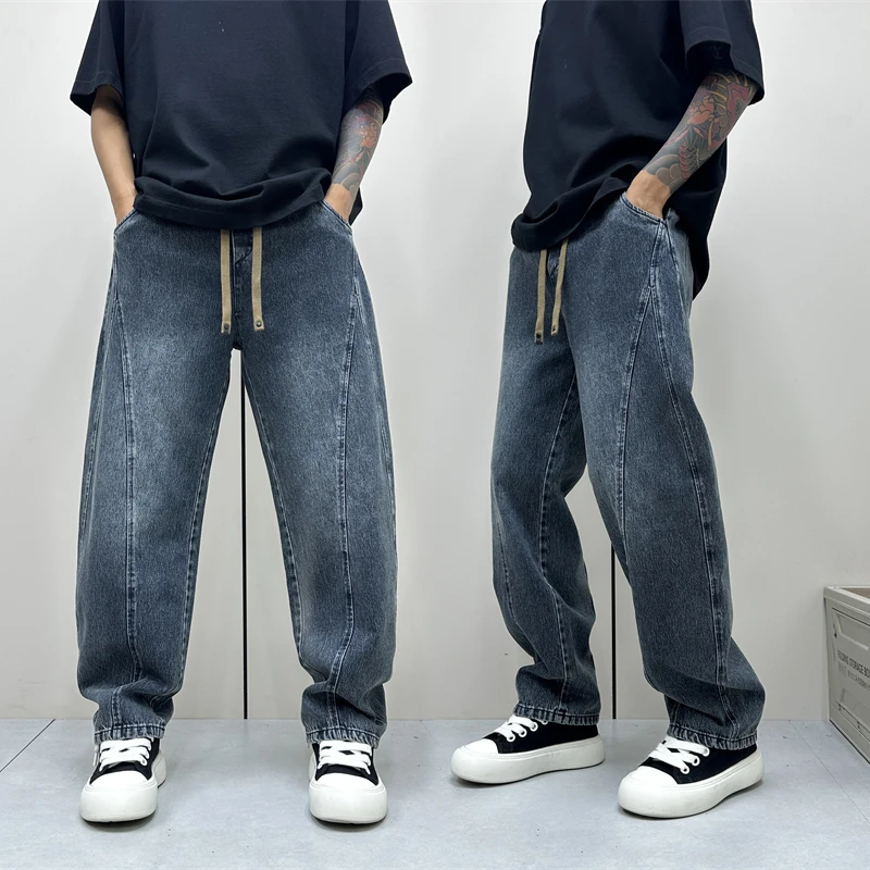 昊Studio潮牌秋季休闲男士牛仔裤长裤直筒百搭百搭复古日系牛仔裤