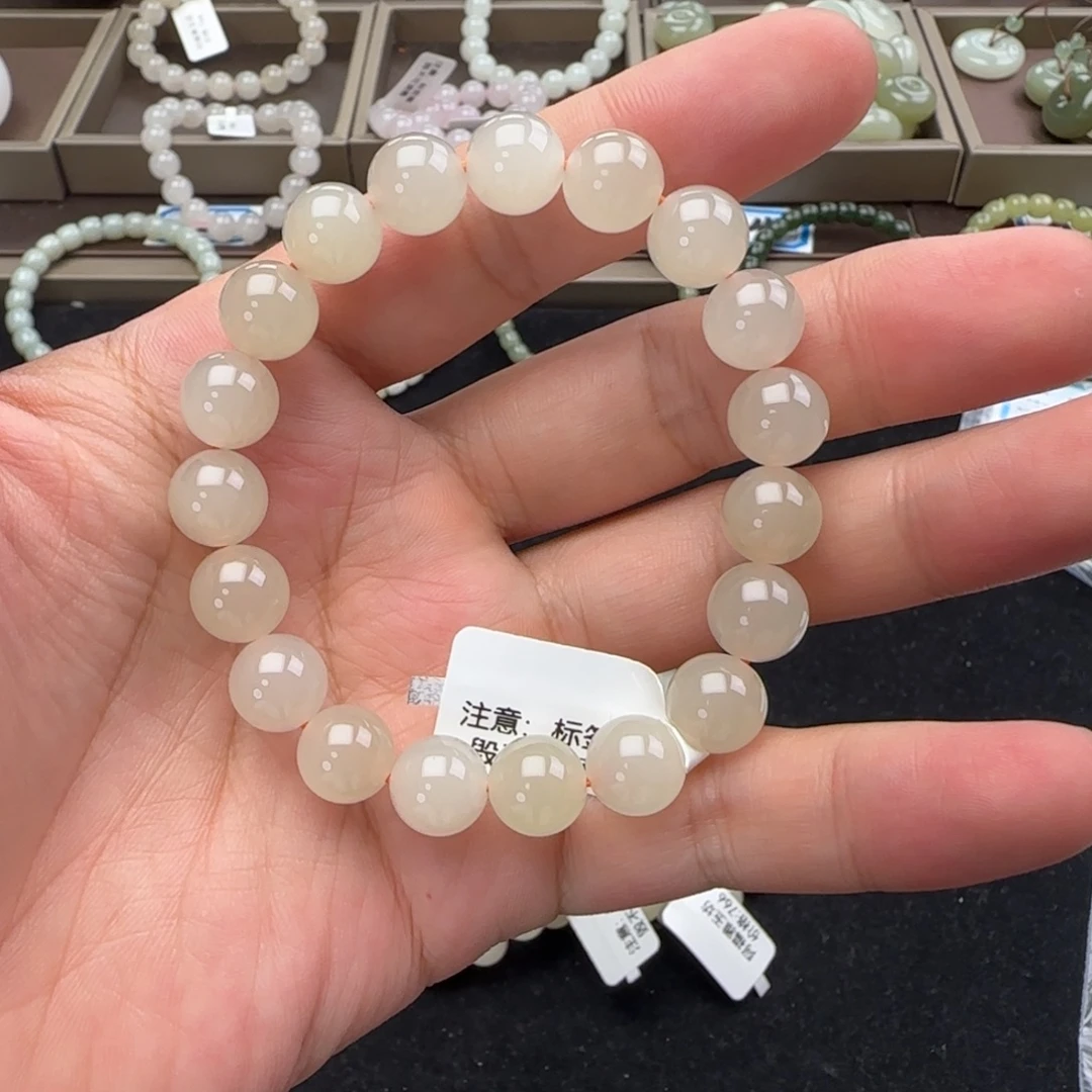 和田玉未镶嵌手链蜂蜜水卡10，47