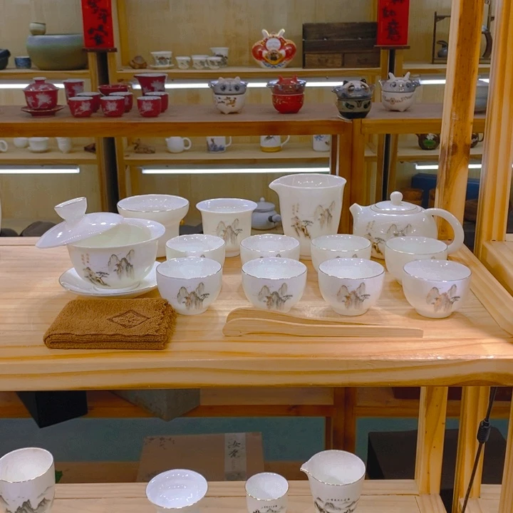 【不止】羊脂玉瓷茶具套装