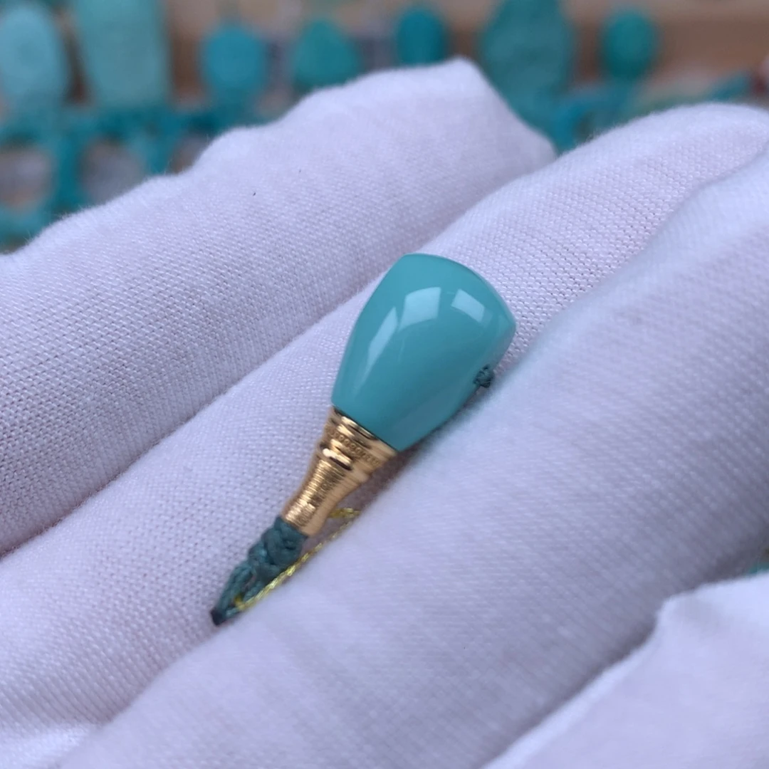绿松石精品配饰对孔8.5mm18K金镶嵌龙*