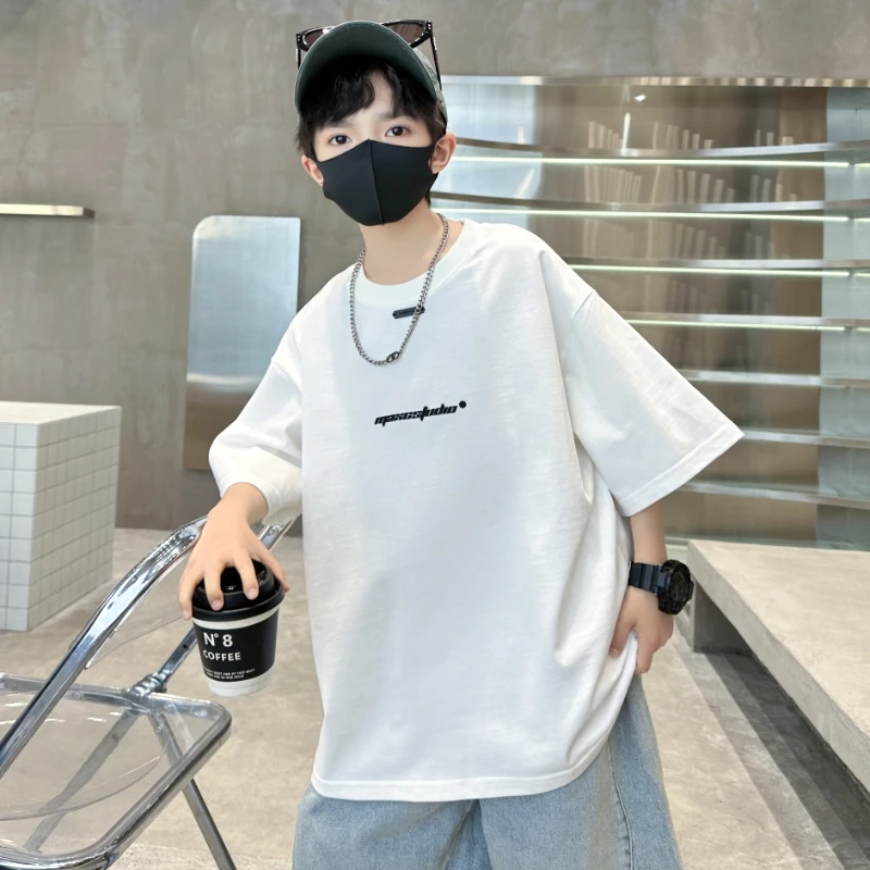 男童短袖T恤2025新款大童夏季薄款男孩纯棉炸街儿童夏装半袖上衣t