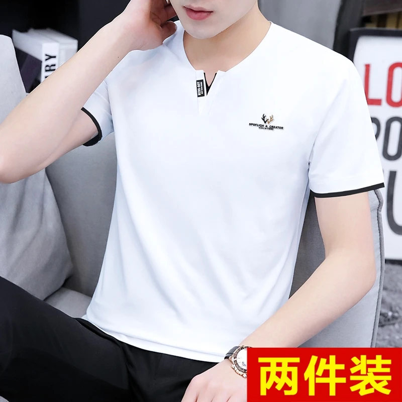 纯棉男士短袖t恤2025新款潮流冰丝半袖夏季薄款上衣服体恤衫圆领